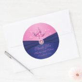 Navy and Pink Floral 3" Round Thank You Sticker (Envelope)
