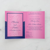 Navy and Pink Floral Card Style Wedding Invitation (Inside)