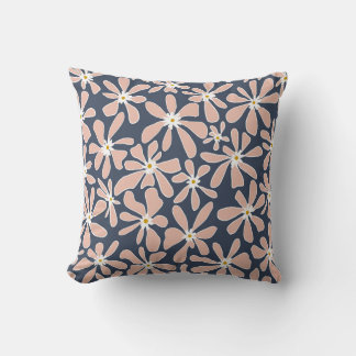Navy and pink floral design pillow