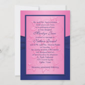 Navy and Pink Floral Monogrammed Invitation (Back)