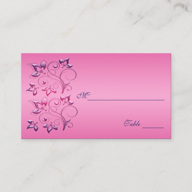 Navy and Pink Floral Placecards (Front)