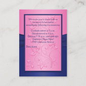 Navy and Pink Floral Reception Card (Back)