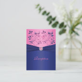 Navy and Pink Floral Reception Card (Standing Front)