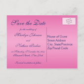 Navy and Pink Floral Save the Date Postcard (Back)