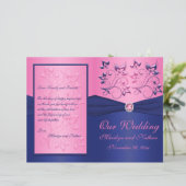 Navy and Pink Floral Wedding Program (Standing Front)