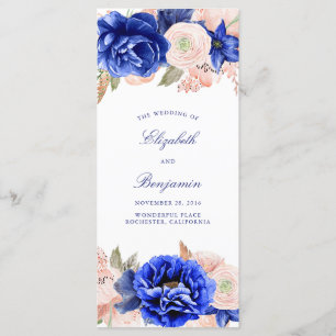 Navy and Pink Floral Wedding Programs