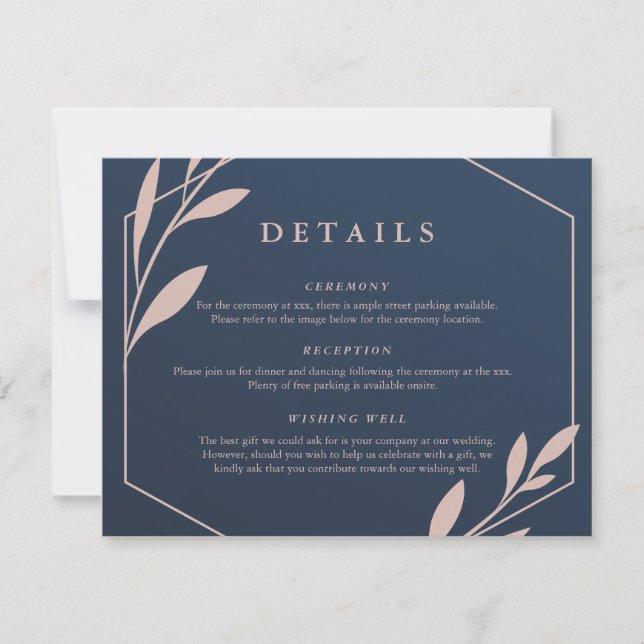 Navy and Pink Geometric Detail Enclosure Card (Front)
