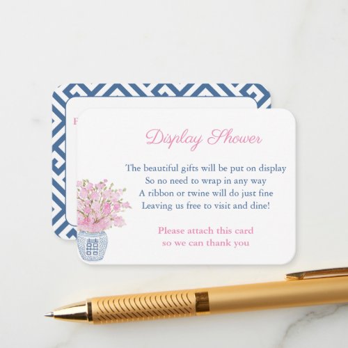 Navy And Pink Ginger Jar Display Shower Enclosure Card