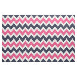 Navy and Pink Modern Chevron Large Scale Fabric