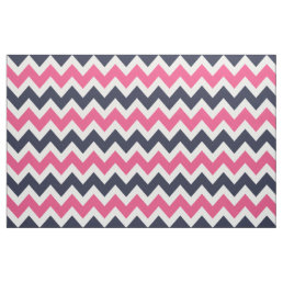 Navy and Pink Modern Chevron Large Scale Fabric
