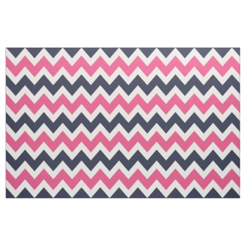 Navy and Pink Modern Chevron Large Scale Fabric