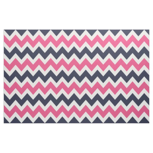 Navy and Pink Modern Chevron Large Scale Fabric