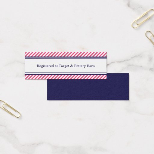 Customizable NAVY AND PINK NAUTICAL WEDDING INSERT CARD BUSINESS CARD