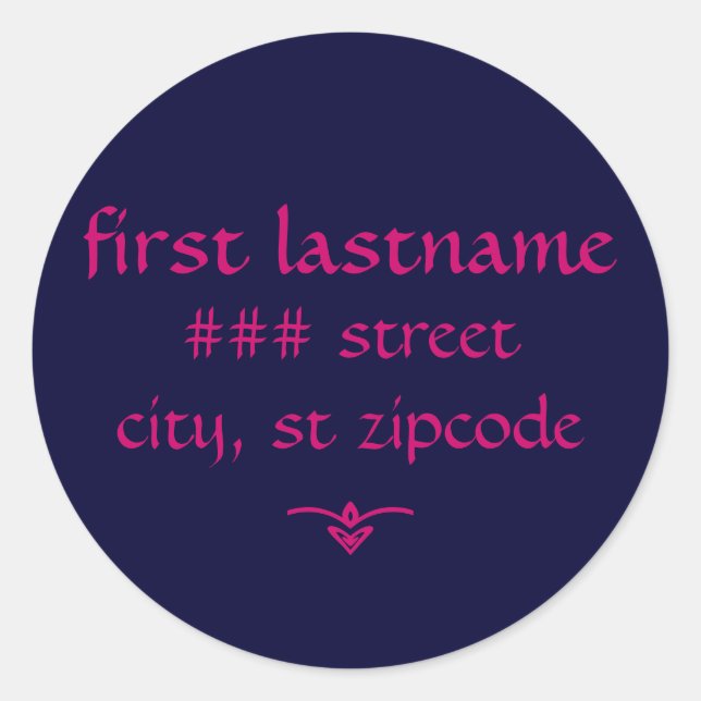 navy and pink return address label - personalize (Front)