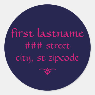 navy and pink return address label - personalize