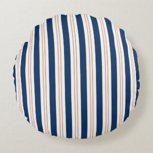 Navy and Pink Striped Coastal Throw Pillow