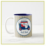 Navy and Red Golf Best Dad Personalized Two-Tone Coffee Mug<br><div class="desc">This best dad custom navy and red (with some touches of gold) mug -- with a golf theme and a classy set of stripes to match the cart -- is personalized with a monogram and first name. Bright and cheerful a great gift to remind Dad that their next game isn't...</div>