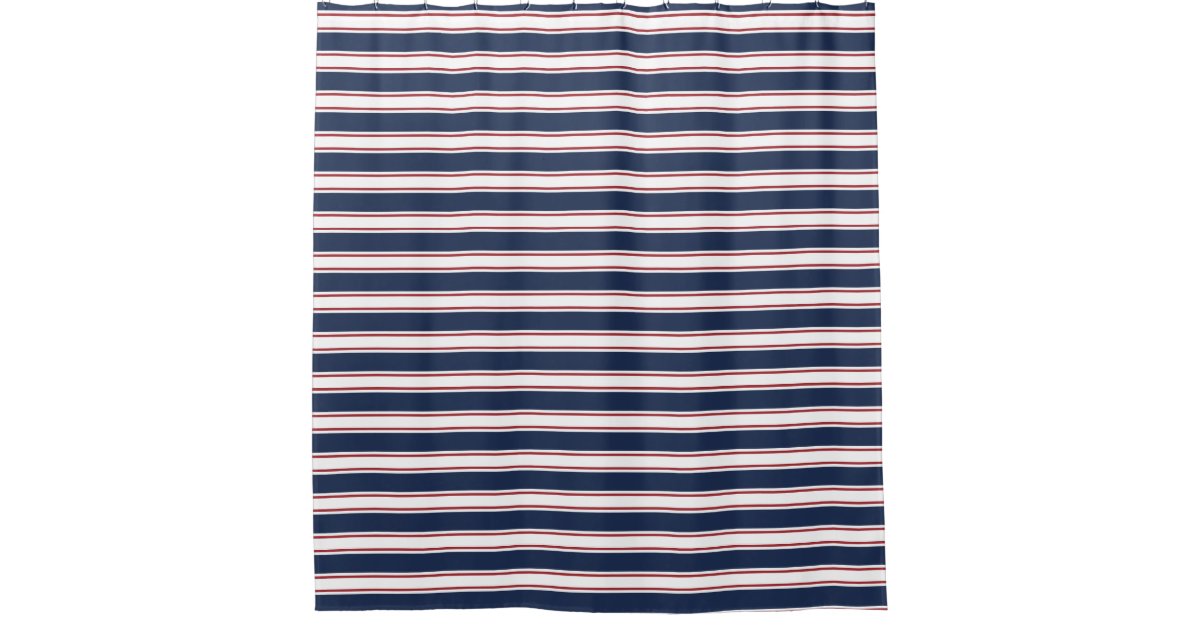 Navy and Red Nautical Stripe Shower Curtain Zazzle