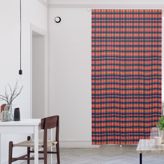 Navy and Red Plaid Curtain