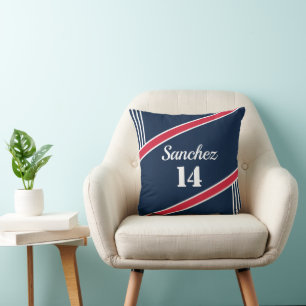Navy and Red sport inspired throw pillow