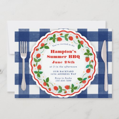 Navy and red summer party invitation