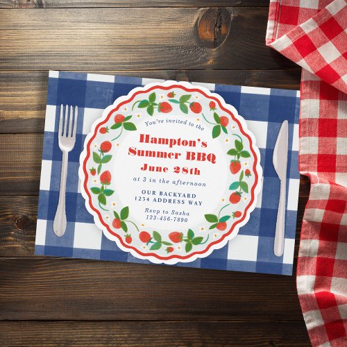Navy and red summer party invitation