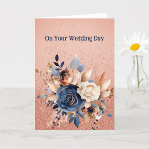 Navy and Rose Gold Roses Card