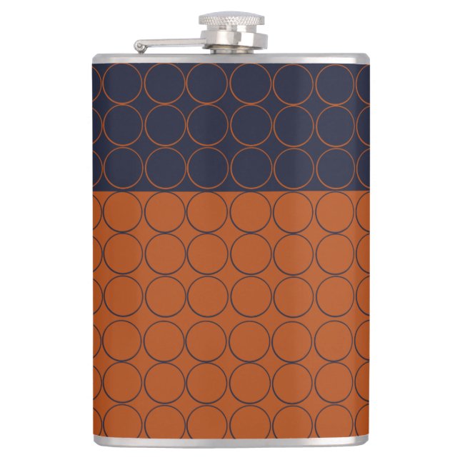 Navy and Rust Circles Flask (Front)