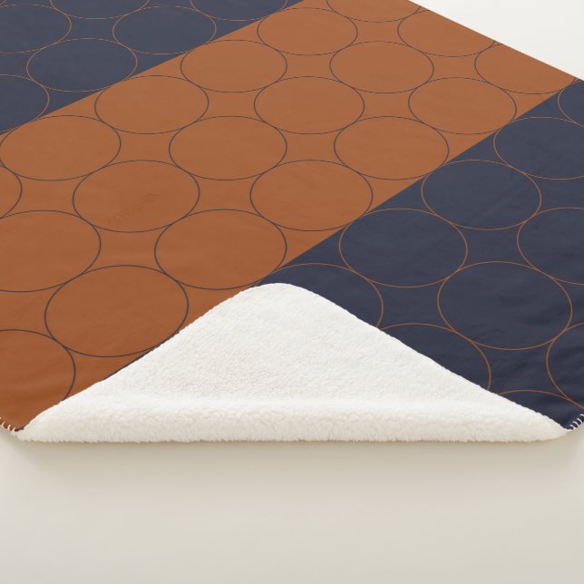 Navy and Rust Circles IV Sherpa Blanket (3/4)