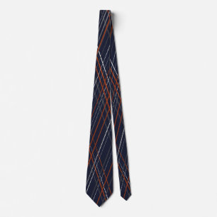 Navy and Rust Crossing Diagonal Lines Neck Tie
