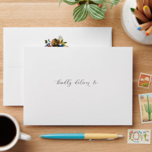 Navy and Rust Floral Customized w/Return Address  Envelope