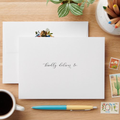 Navy and Rust Floral Customized wReturn Address  Envelope