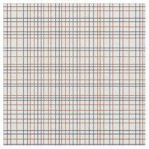 Navy and Rust Grid on light gray (almost white) Fabric