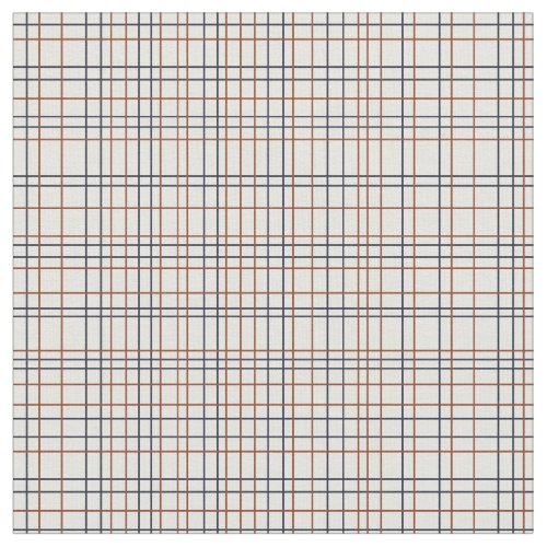 Navy and Rust Grid on light gray almost white Fabric