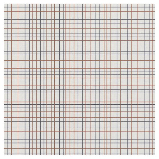Navy and Rust Grid on light gray (almost white) Fabric