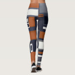 Navy and Rust Mid Century Modern Pattern Leggings