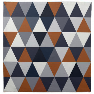 Navy and Rust Triangles I A Cloth Napkin