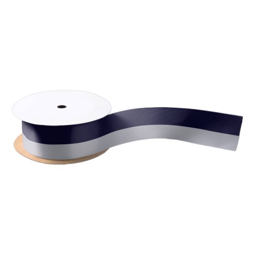 Navy and Silver 1.5" Wide Satin Ribbon