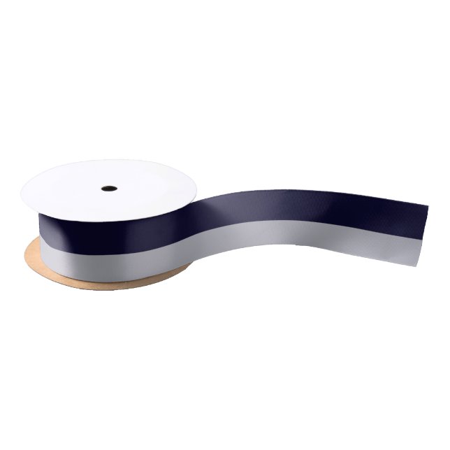 Navy and Silver 1.5" Wide Satin Ribbon (Spool)
