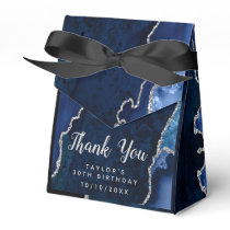 Navy and Silver Agate Birthday Thank You Favor Boxes