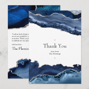 Navy and Silver Agate Wedding Thank You Card