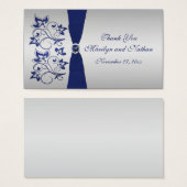 Navy and Silver Floral Wedding Favor Tag (Front & Back)