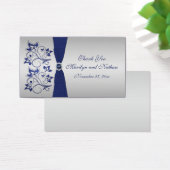 Navy and Silver Floral Wedding Favor Tag (Desk)