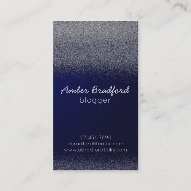 Navy and Silver Glitter Business Cards (Front)