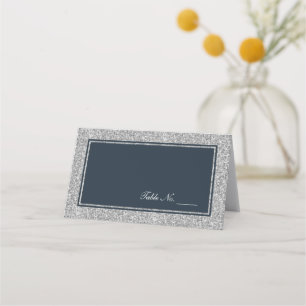 Navy and Silver Glitter Personalized Place Card