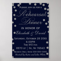 Navy and Silver Glitter Rehearsal Dinner Sign