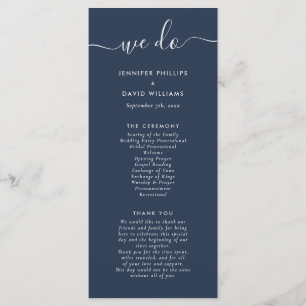 Navy and Silver Modern Script Wedding Program