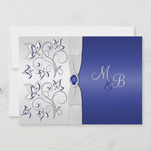 Navy and Silver Monogrammed Invitation