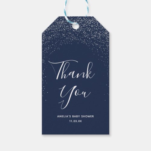 Navy and Silver speckle _ Thank You Gift Tag