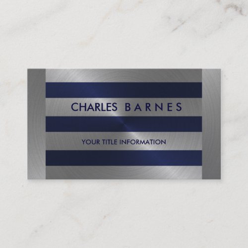 Navy and Silver Stripe Business Card
